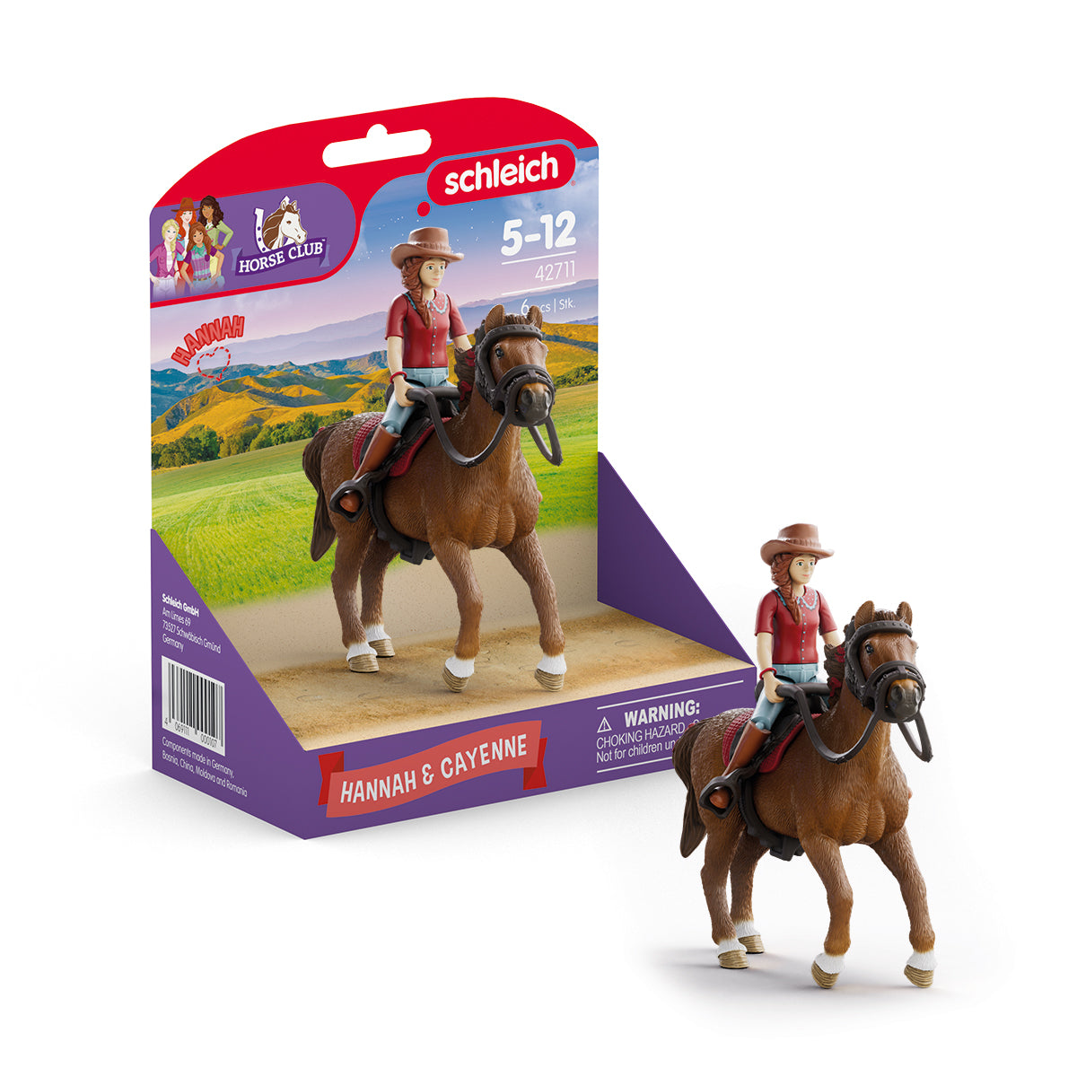 Schleich 42539 HORSE CLUB Hannah & Cayenne – Set De Juegos Ecuestre Con Figura Articulada Y Caballo Cuarto De Milla, Perfecto Para Regalar A Niños Y Niñas Desde 5 Años