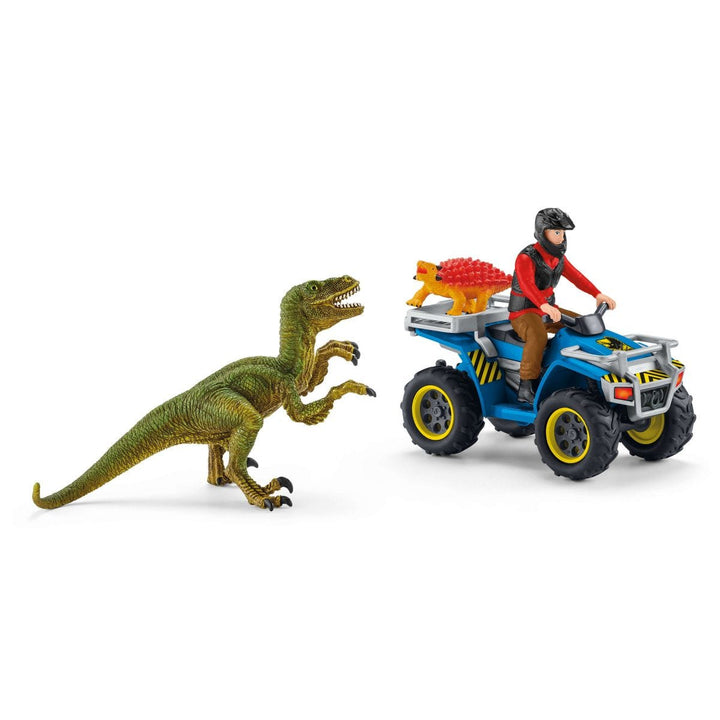 Vlucht op de quad voor Velociraptor